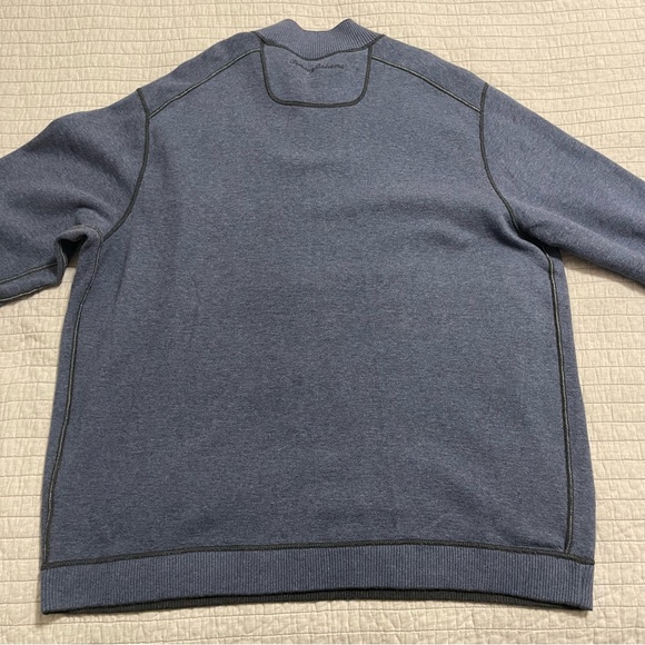 Tommy Bahama Men's Flipsider Half Zip Reversible Blue and Dark Grey Sweater XXL - Picture 3 of 10